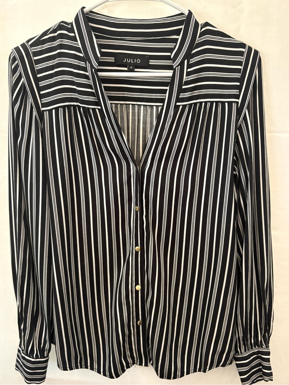 Julio Black and White Striped Button-Down Shirt